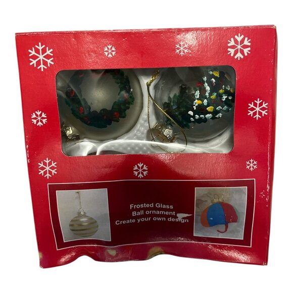 Hand-Painted Frosted Glass Ball Ornaments – Set of 4 – Jo-Ann Stores DIY Kit – H - Picture 2 of 3